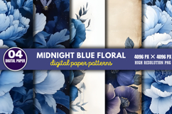 Midnight Blue Floral Backgrounds Bundle PNG Product Image 5