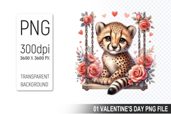 Valentine&#039;s Tiger Cub Clipart PNG, Digital Download File Product Image 1