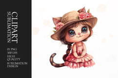 Cute watercolor kitten Clip Art sublimation png Product Image 1