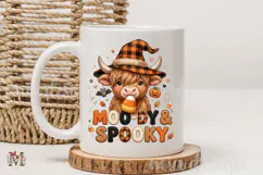 Moody Spooky PNG, Halloween Highland Cow Sublimation Design Product Image 4