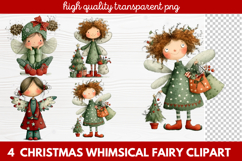 4 Christmas Whimsical Fairy Clipart | Cute Holiday Fairies Product Image 1