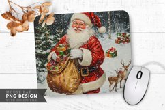 Smiling Santa in a Snowy Forest Mouse Pad PNG Design Product Image 1