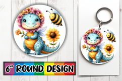 Blissful Round Sublimation Ornaments PNG, Dino Product Image 1
