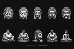 10 Bundle Dark Art Buddha Face Head Gothic Horror Tattoo Product Image 6