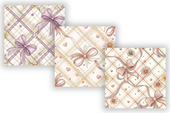 Coquette Bow Plaid Digital Paper Pack, Seamless Watercolor Product Image 4