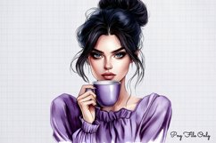 Coffee Shop Girls Clipart PNG Product Image 1