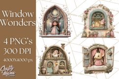 Cozy Christmas Village Window Clipart PNG for Crafts Product Image 1