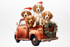 Vintage Red Truck With Many Clipart Product Image 4