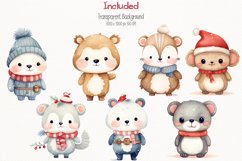 Animals Christmas Watercolor 26 Cliparts Collection Product Image 4