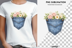 Denim pocket flowers png design for T-shirts Product Image 4
