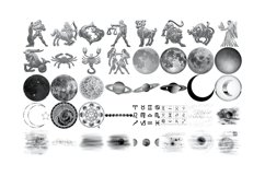 Zodiac &amp; Moons Set 1 Procreate Brush Stamps, 40 Zodiac Moons Product Image 4