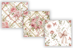 Coquette Bow Floral Digital Paper, Seamless Watercolor Product Image 4