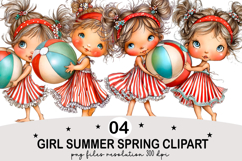 Girl Summer Spring Clipart png Watercolor png Product Image 1