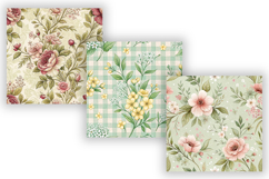 Pistachio Toile Digital Paper Pack, Vintage Floral Toile Product Image 4
