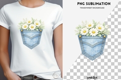 Denim pocket flowers png design for T-shirts Product Image 4
