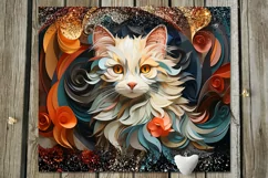 3D papercut cats | 8 Skinny tumbler sublimation designs, JPG Product Image 4