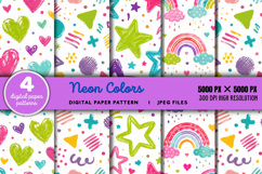 Neon Colors Digital Paper Pattern JPG Product Image 1