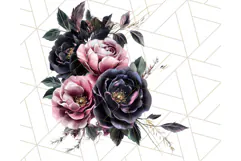 Gothic Floral PNG, Dark Aesthetic Flowers Clipart Print Product Image 4