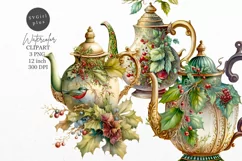 Christmas clipart, Teapot clipart, Victorian clipart Product Image 1