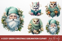 Cozy Green Christmas Clipart Sublimation Product Image 1