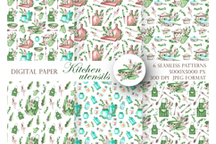 Kitchen utensils watercolor set. Cookbook. Country kitchen. Product Image 4