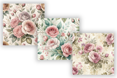 Shabby Chic Roses Seamless Pattern Bundle, Vintage Rose Product Image 4