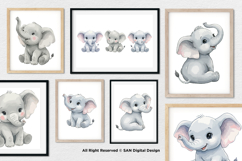 15 Bundle Watercolor Elephant Cute Happy Animal Wildlife Product Image 4