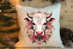 Beautiful Christmas Cow Clipart, Christmas Cow Clipart Product Image 4