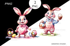 Pink Easter Bunny Clipart, Easter Egg Clipart, Rabbit PNG Product Image 1