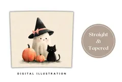 Cartoon Ghost Tumbler Wrap, Watercolor Halloween Tumbler Product Image 4