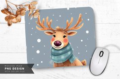 Reindeer with Scarf in Snowfall Mouse Pad PNG Design Product Image 1