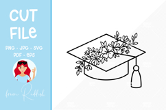 Graduation cap with flowers Cut File Product Image 1