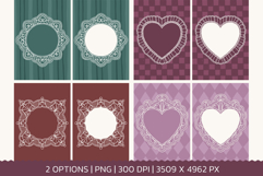 Vintage Heart Lace Frames Clipart PNG Product Image 3