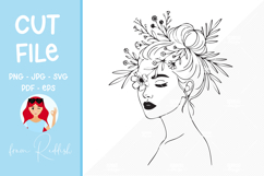 Woman portrait with flowers silhouette,cut file, T-shirt SVG Product Image 1