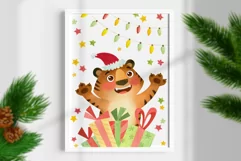 Funny Santa Tiger, Christmas Holiday & New Year 2022 clipart Product Image 4