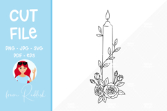 Floral candle Line Art Cut File Product Image 1