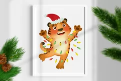 Santa Tiger, Funny Christmas clipart, New Year 2022 symbol Product Image 2
