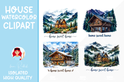 4 Cozy Watercolor House Clipart Product Image 1