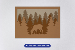 Layered Deer Forest Laser Cut SVG | Wildlife Mountain SVG Product Image 1