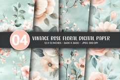 Vintage Rose Floral Digital Paper Product Image 1