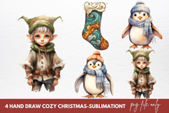 Hand Drawn Cozy Christmas Sublimation Clipart Product Image 1