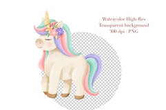Watercolor Pastel Unicorn Clipart Product Image 6