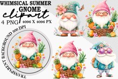 Whimsical Summer Gnome Clipart Watercolor PNG Product Image 1