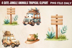 Cute Jungle Animals Tropical Clipart PNG Product Image 1