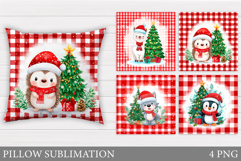 Christmas Animals Pillow. Christmas Pillow Sublimation Product Image 1