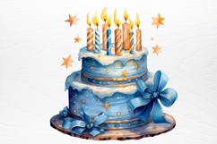 Blue Christmas Watercolor clipart PNG Product Image 4