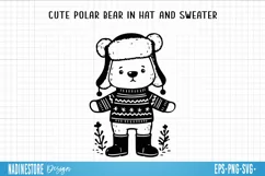 Cute polar bear in hat and sweater. SVG, PNG, EPS. Cut file. Product Image 1