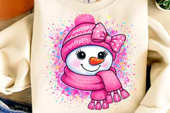 Pink Snowman PNG, Splatter Snowman PNG, Christmas PNG Product Image 4