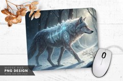 Enchanted Frosted Wolf Frozen Forest Mouse Pad PNG Design Product Image 1