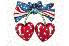 Coquette 4th of July Png, Patriotic Hearts and Bows Clipart Product Image 4